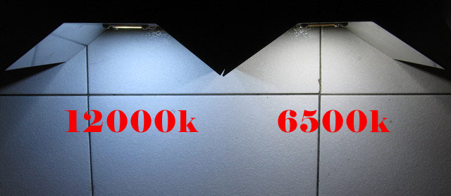 本公司12000K色温與一般標準6500K色温比較圖